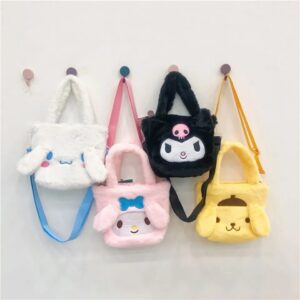 Sanrios Bag Plush My Melody Kawaii Kuromi Plushie Backpack Cinnamoroll Anime Handbags Stuffed Backpacks for Girls Gift Kids Toys