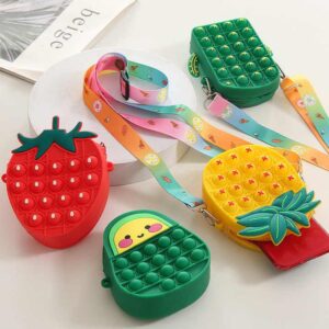 Girls Soft Silicone Push for Pop It Coin Purse Zipper Crossbody Hand Money Bag Featuring Push