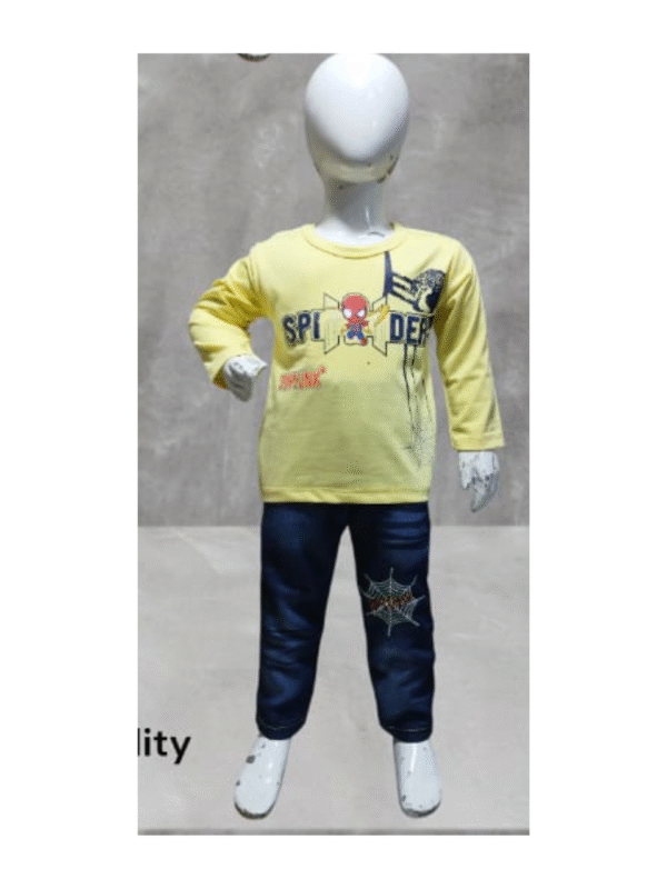 Kids' Spider-Themed Jersey & Denim Set – Available in Multiple Colors (Art 1006 & 2006) Super Collection By KB Fashion 👚👖 - Image 4