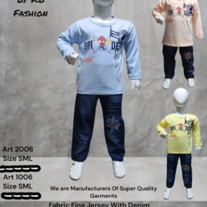 Kids' Spider-Themed Jersey & Denim Set – Available in Multiple Colors (Art 1006 & 2006) Super Collection By KB Fashion 👚👖