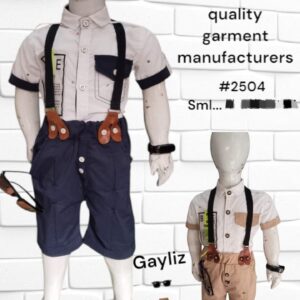 Stylish Boys' Suspender Shirt & Shorts Set – Classy Formal Look (Art #2504)