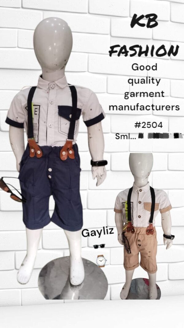 Stylish Boys' Suspender Shirt & Shorts Set – Classy Formal Look (Art #2504)