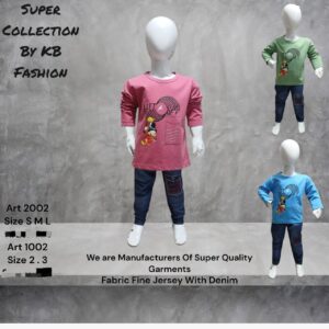 Kids' Cartoon Printed Jersey & Denim Set – Fun & Comfy Daily Wear (Art 2002 / 1002)