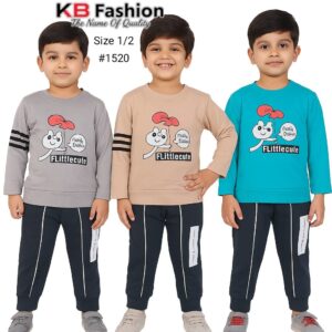 KB Fashion Boys’ Cartoon Graphic Sweatshirt & Jogger Set – Style #1520 (Size 1–2 Years)